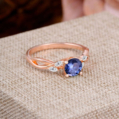 1 Carat Round Tanzanite Promise Ring Nature Theme Engagement Ring