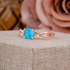1 Carat Round Turquoise Promise Ring Nature Theme Engagement Ring