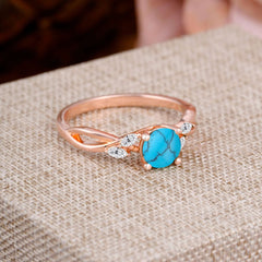 1 Carat Round Turquoise Promise Ring Nature Theme Engagement Ring