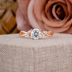 1 Carat Round Lab Diamond Promise Ring Nature Theme Engagement Ring