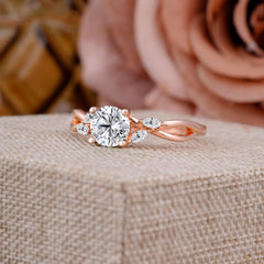 1 Carat Round Lab Diamond Promise Ring Nature Theme Engagement Ring