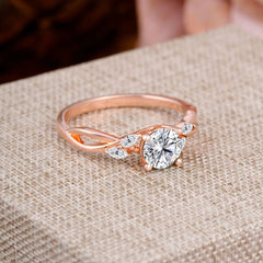 1 Carat Round Lab Diamond Promise Ring Nature Theme Engagement Ring