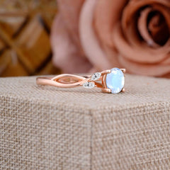 1 Carat Round Moonstone Promise Ring Nature Theme Engagement Ring