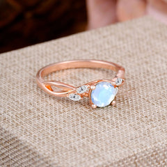 1 Carat Round Moonstone Promise Ring Nature Theme Engagement Ring