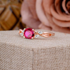 1 Carat Round Ruby Promise Ring Nature Theme Engagement Ring