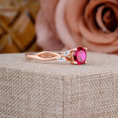 1 Carat Round Ruby Promise Ring Nature Theme Engagement Ring