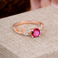 1 Carat Round Ruby Promise Ring Nature Theme Engagement Ring