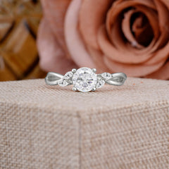 1 Carat Round Moissanite Promise Ring Nature Theme Engagement Ring