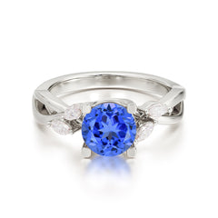 1 Carat Round 4 Prong Sapphire Promise Ring Nature Theme Engagement Ring