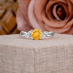 1 Carat Round Citrine Promise Ring Nature Theme Engagement Ring