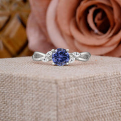 1 Carat Round Tanzanite Promise Ring Nature Theme Engagement Ring