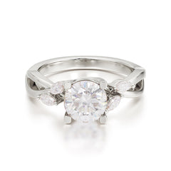 1 Carat Round Moissanite Promise Ring Nature Inspired Leaf Engagement Ring