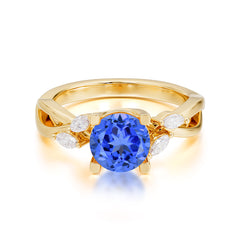 1 Carat Round 4 Prong Sapphire Promise Ring Nature Theme Engagement Ring
