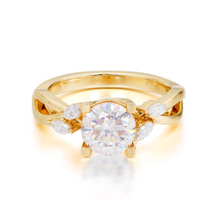 1 Carat Round Moissanite Promise Ring Nature Inspired Leaf Engagement Ring