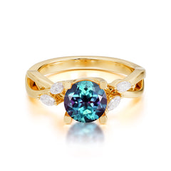 1 Carat Round Alexandrite Promise Ring Nature Theme Engagement Ring