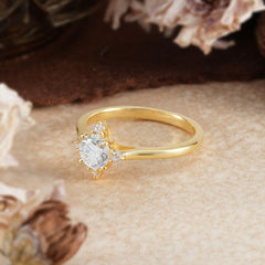 Round Cut Lab Grown Moissanite Ring Classic Cluster Ring