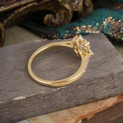 Round Cut Vintage Cluster Moissanite Gemstone Ring Flower Engagement Ring