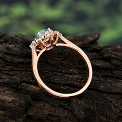 Vintage 0.6 Carat Round Cut Moss Agate Filigree Anniversary Ring for Women