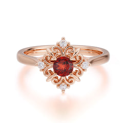 Vintage 0.6 Carat Round Cut Garnet Filigree Anniversary Ring for Women