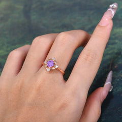 Vintage 0.6 Carat Round Cut Amethyst Filigree Anniversary Ring for Women