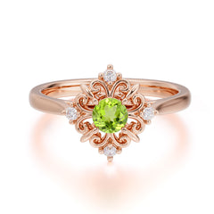 Vintage 0.6 Carat Round Cut Peridot Filigree Anniversary Ring for Women