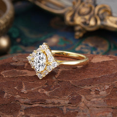 Vintage Lab Diamond Filigree Ring Sparkling Diamond Alternative