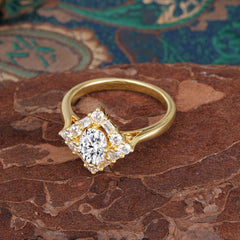 Vintage Lab Diamond Filigree Ring Sparkling Diamond Alternative