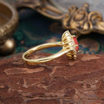 1 Carat Oval Cut Vintage Cluster Garnet Engagement Ring - Romalar Jewelry