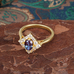 Vintage Alexandrite Filigree Ring Sparkling Diamond Alternative