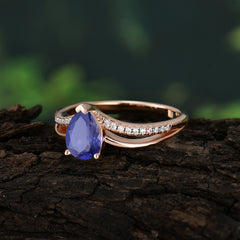 1.25 Carat Pear Cut Tanzanite Ring Split Shank Engagement Ring