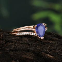 1.25 Carat Pear Cut Tanzanite Ring Split Shank Engagement Ring