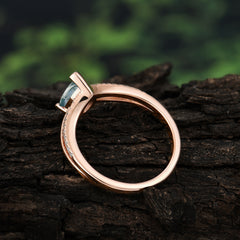 1.25 Carat Pear Cut Moss Agate Ring Split Shank Engagement Ring