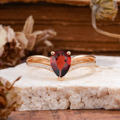 1.25 Carat Pear Cut Garnet Ring Split Shank Engagement Ring