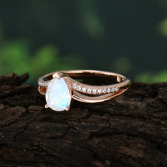 1.25 Carat Pear Cut Moonstone Ring Split Shank Engagement Ring