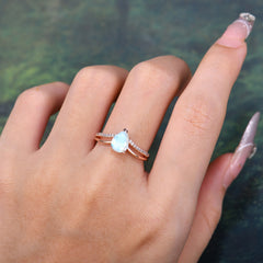 1.25 Carat Pear Cut Moonstone Ring Split Shank Engagement Ring
