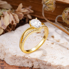 1.25 Carat Pear Cut Moissanite Ring Split Shank Engagement Ring