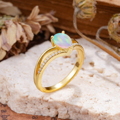 1.25 Carat Pear Cut Opal Ring Split Shank Engagement Ring