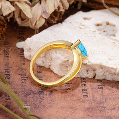1.25 Carat Pear Cut Turquoise Ring Split Shank Engagement Ring
