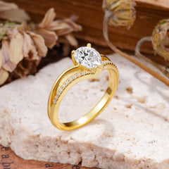 1.25 Carat Pear Cut Lab Diamond Ring Split Shank Engagement Ring