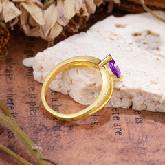 1.25 Carat Pear Cut Amethyst Ring Split Shank Engagement Ring