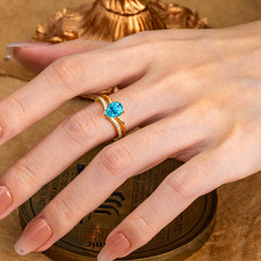 1.25 Carat Pear Cut Aquamarine Ring Split Shank Engagement Ring