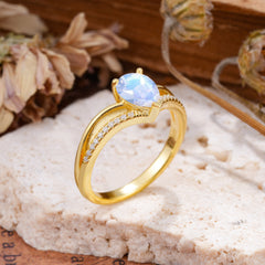 1.25 Carat Pear Cut Natural Moonstone Ring Split Shank Engagement Ring