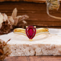 1.25 Carat Pear Cut Ruby Ring Split Shank Engagement Ring