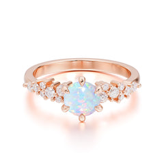 Round Opal Promise Ring Classic Engagement Ring Six Claw Prong Setting