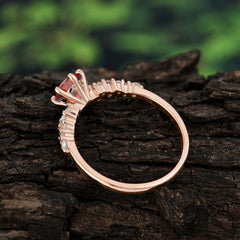 Round Garnet Promise Ring Classic Engagement Ring Six Claw Prong Setting