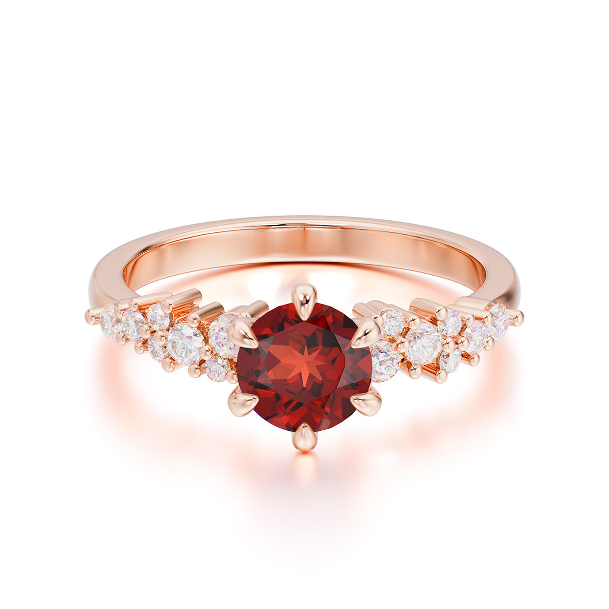 Round Garnet Promise Ring Classic Engagement Ring Six Claw Prong Setting