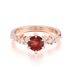Round Garnet Promise Ring Classic Engagement Ring Six Claw Prong Setting