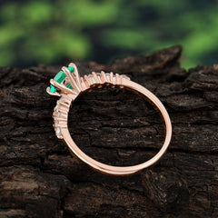 Round Emerald Promise Ring Classic Engagement Ring Six Claw Prong Setting