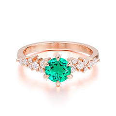 Round Emerald Promise Ring Classic Engagement Ring Six Claw Prong Setting