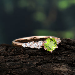 Round Peridot Promise Ring Classic Engagement Ring Six Claw Prong Setting